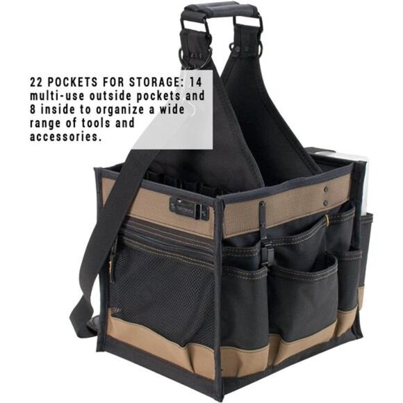 Electrical and Maintenance Tool Carrier, 22 Pocket , Black , 11" x 10" x 19"h - Picture 3 of 4